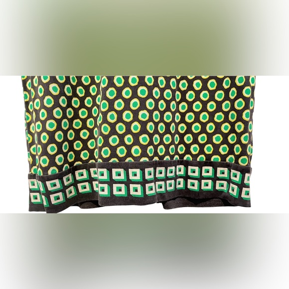 Diane Von Furstenberg Silk Jersey Shirt Dress Green Black Print Button Up Size 2 - Picture 9 of 11